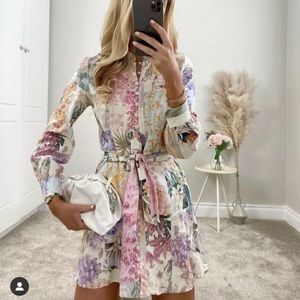 🌸🌷 NWT ZARA LINEN FLORAL DRESS BLOGGERS FAV MED